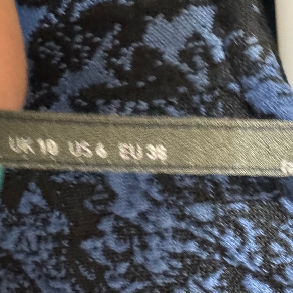 Anthropologie Blue Black Jacquard Cut-out Mini Dress Womens Size 6 - Picture 4 of 5